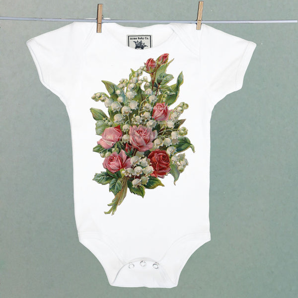 Roses and Lily of the Valley One Piece Baby Bodysuit