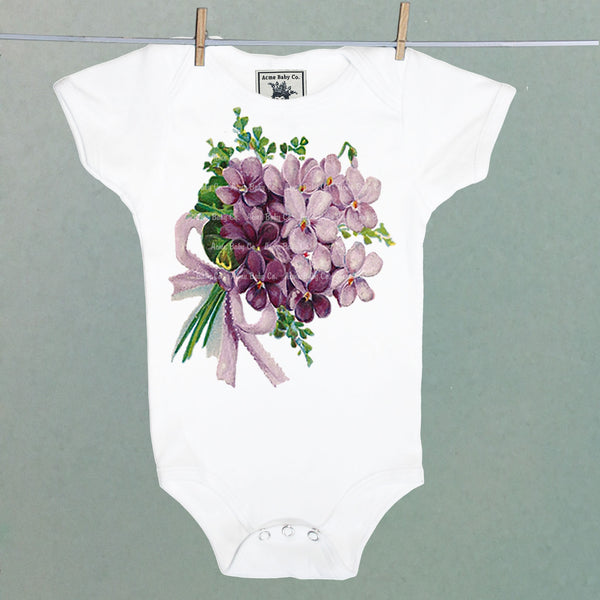 Bouquet of Violets Organic One Piece Baby Bodysuit