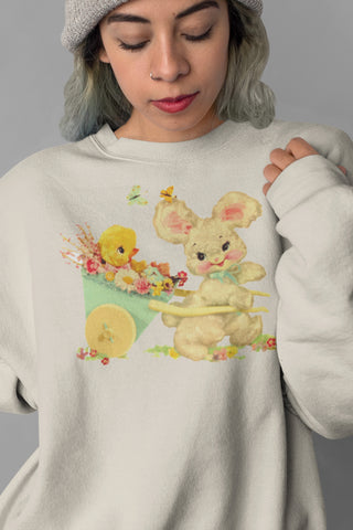 Kitschy Cute White Bunny Unisex Sweatshirt