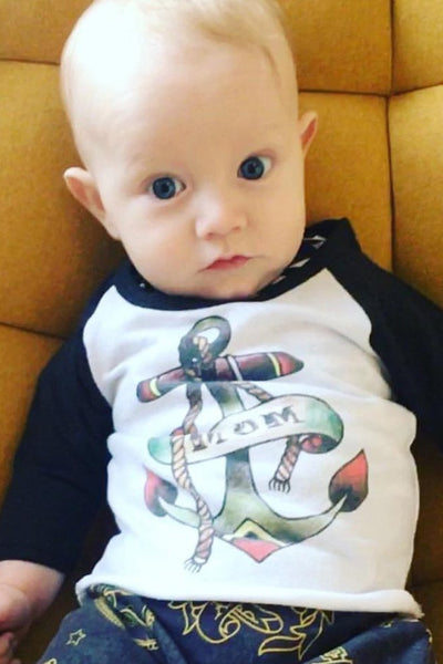 Tattoo Anchor Mom Children's Raglan Baseball Shirt