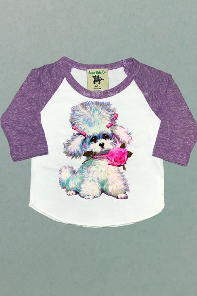 Kitschy Poodle Children's Raglan Baseball Shirt