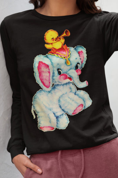 Kitschy Cute Circus Elephant Unisex Jersey Long Sleeve Tee