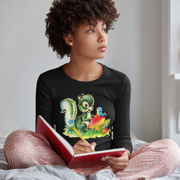 Cute Squirrel and Bird Unisex Jersey Long Sleeve Tee