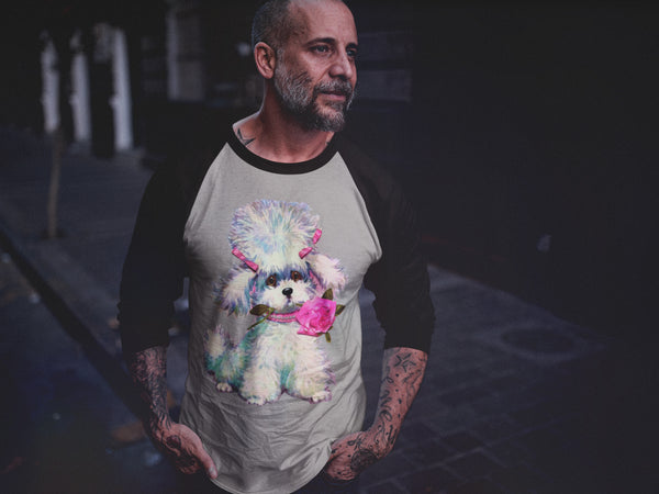 Kitschy Cute Poodle Dog Raglan Tee