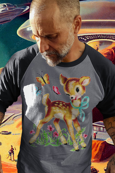 Deer with Butterflies Raglan Tee
