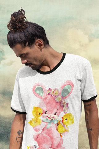 Meyercord Bunny & Chicks Unisex Cotton Ringer T-Shirt
