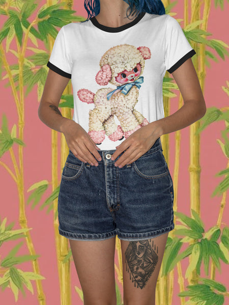 Kitschy Cute Lamb Unisex Cotton Ringer T-Shirt