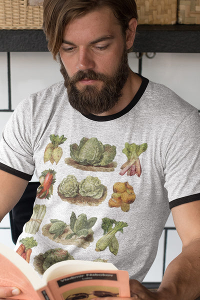 Vintage Veggies Cotton Ringer T-Shirt