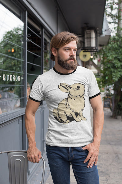 White Rabbit Unisex Cotton Ringer T-Shirt