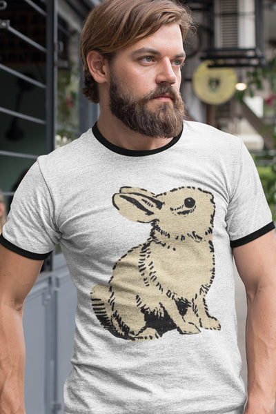 White Rabbit Unisex Cotton Ringer T-Shirt