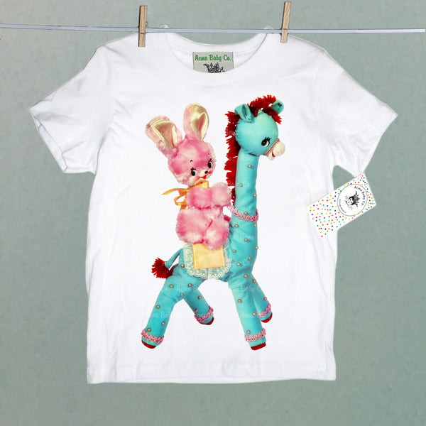 Kitschy Giraffe and Bunny Organic Children's Shirt