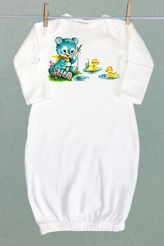 Fishing Bear Baby Sacque Gown
