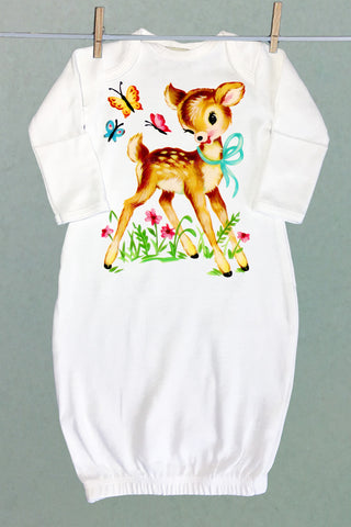 Deer with Butterflies Sacque Gown