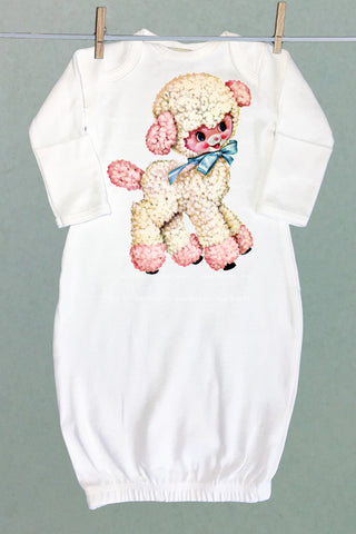 Pink Lamb Baby Sacque Gown