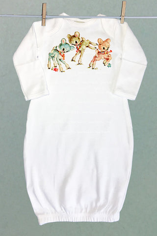 Pastel Deer Baby Sacque Gown