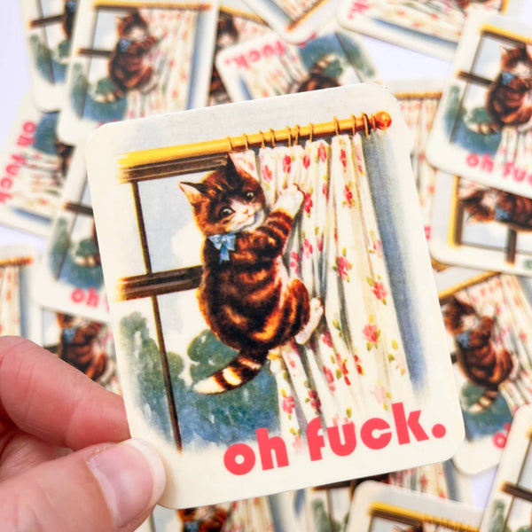 Oh Fuck - Kitty Sticker - Funny Cat Decal