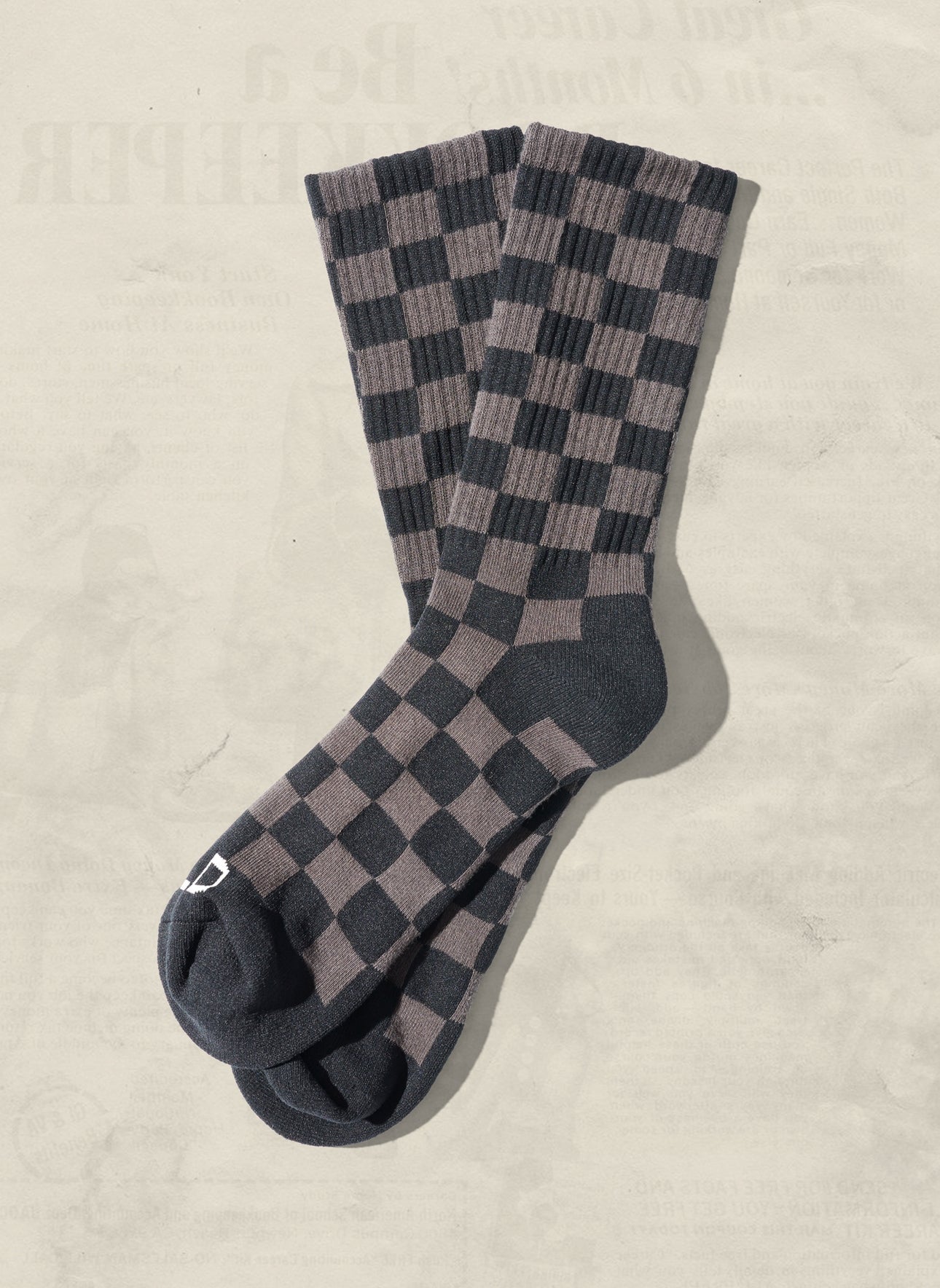 Retro Tonal Checkerboard Socks - slate blue