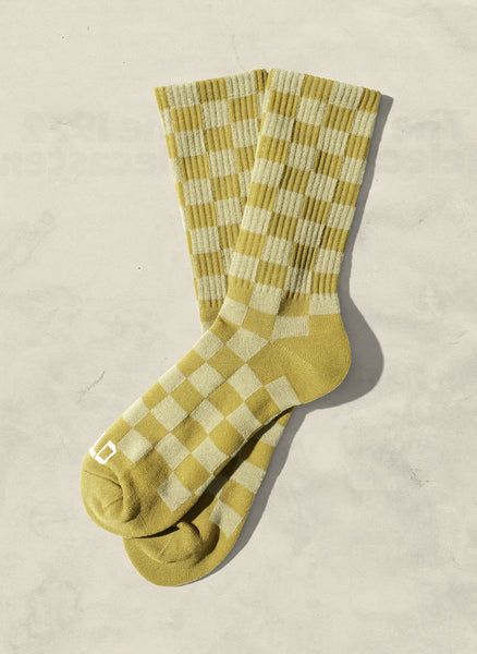 Retro Tonal Checkerboard Socks - black