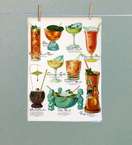 Tiki Bar Drink Cocktails Organic Tea Towel