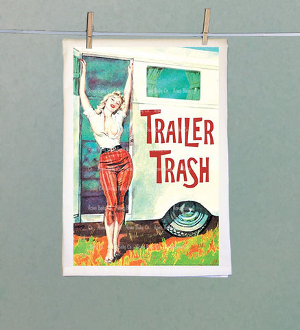 Trailer Trash Retro Kitsch Organic Tea Towel