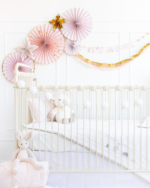Baby Pink Cream & Gold Party Banner
