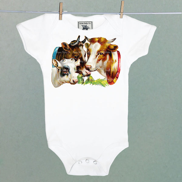 Cow Family Organic One Piece Baby Bodysuit