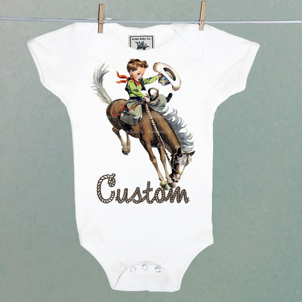 Personalized Western Cowboy Organic One Piece Baby Bodysuit