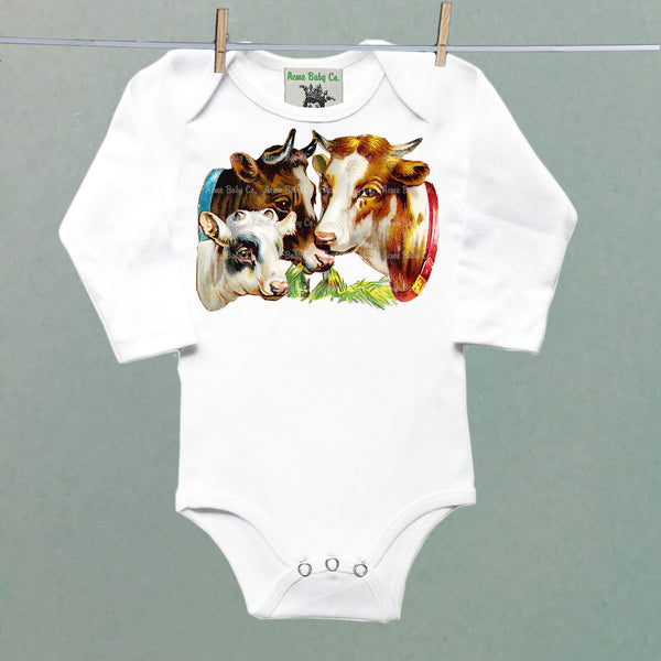 Cow Family Organic One Piece Baby Bodysuit