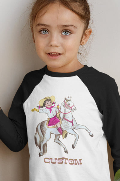 Custom Cowgirl & Horse Raglan Baseball Shirt