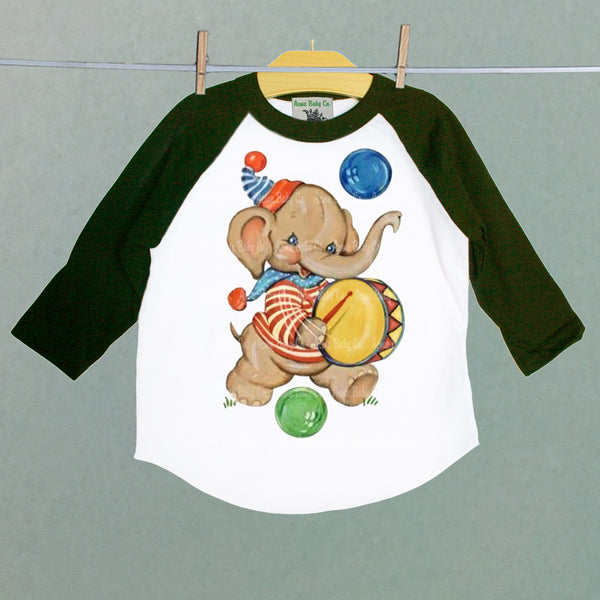 Circus Elephant Soft Raglan Shirt