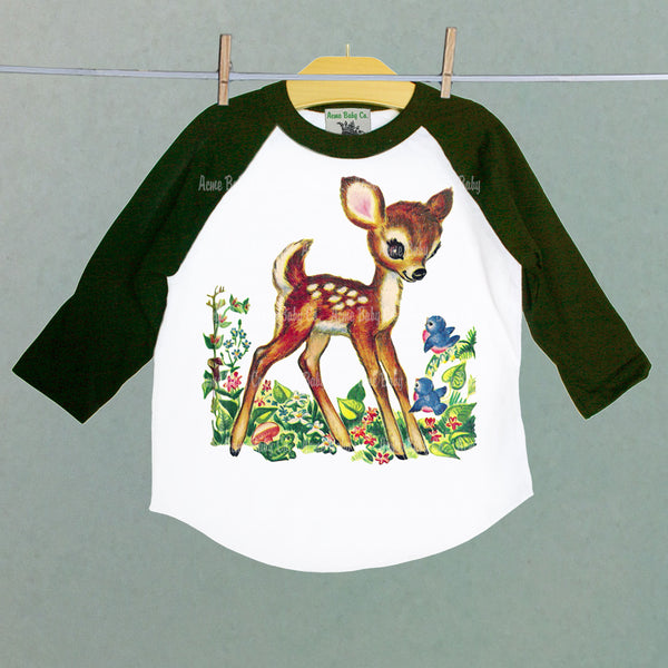 Woodland Retro Baseball Children's Raglan Shirt