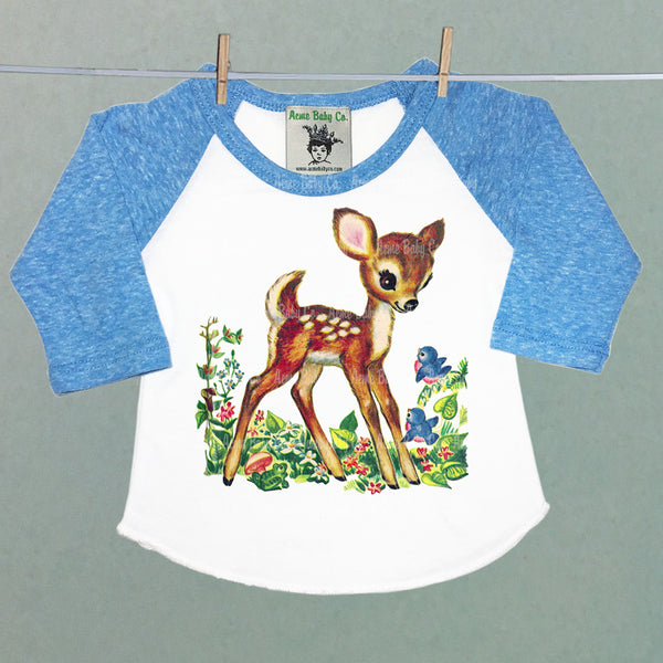Woodland Retro Baseball Children's Raglan Shirt