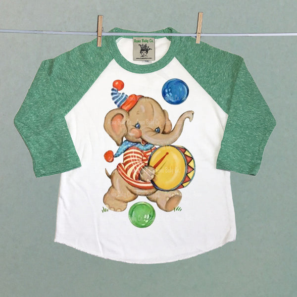 Circus Elephant Soft Raglan Shirt