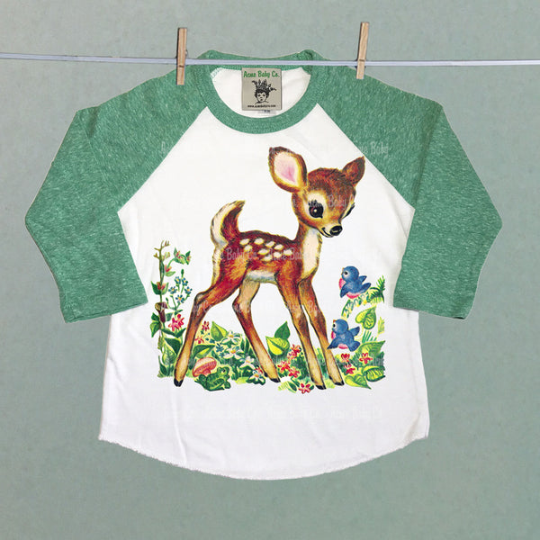 Woodland Retro Baseball Children's Raglan Shirt