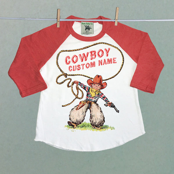 Personalized Cowboy Roper Children's Raglan Shirt