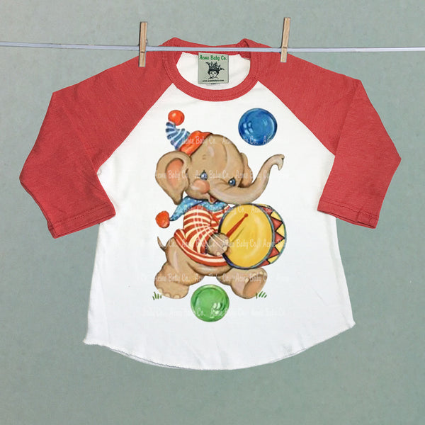 Circus Elephant Soft Raglan Shirt