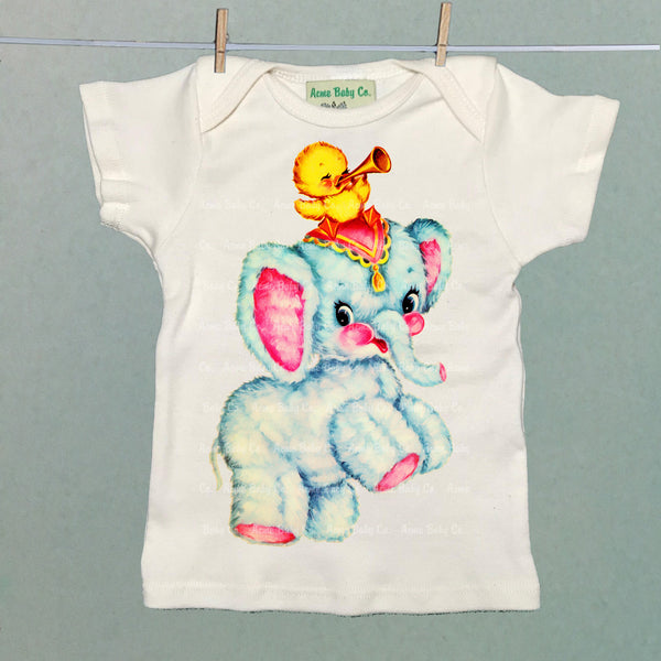 Kitschy Circus Elephant Organic Baby Shirt