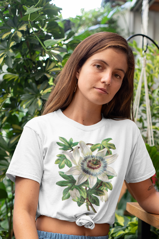 White Passion Flower Adult Organic Shirt