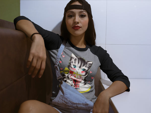 Soda Shop Kitten Unisex Raglan Tee