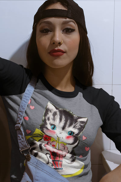 Soda Shop Kitten Unisex Raglan Tee