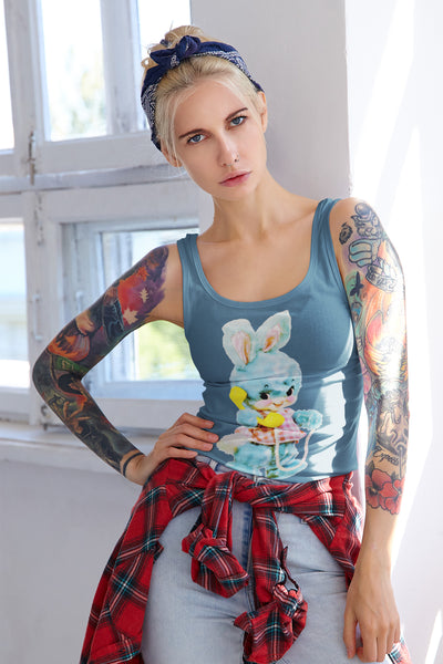 Blue Kitsch Bunny Racerback Tank