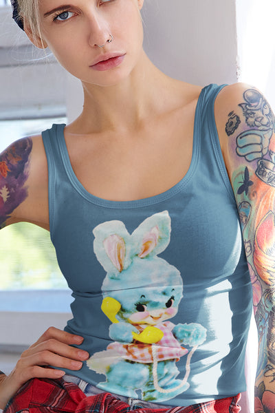 Blue Kitsch Bunny Racerback Tank