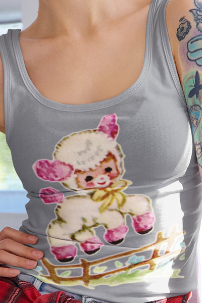 Kitschy Pink Lamb Racerback Tank