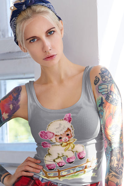 Kitschy Pink Lamb Racerback Tank