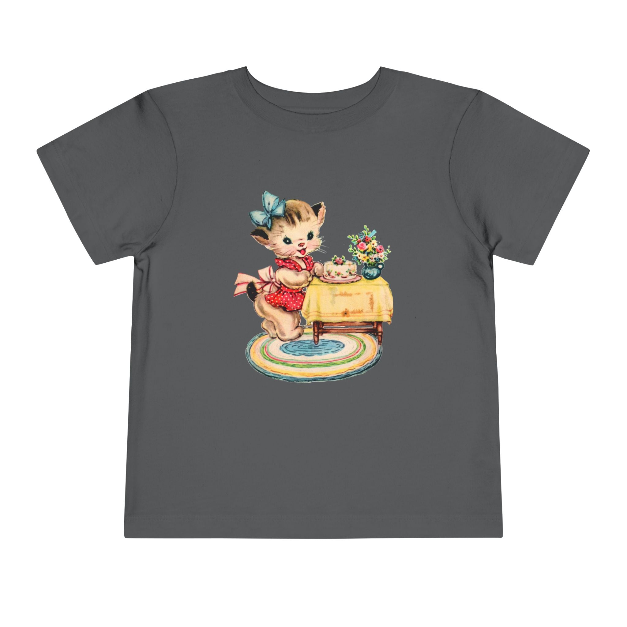 Retro Baking Kitty Cat Toddler Short Sleeve Tee.