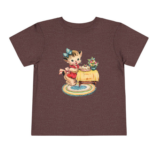 Retro Baking Kitty Cat Toddler Short Sleeve Tee.