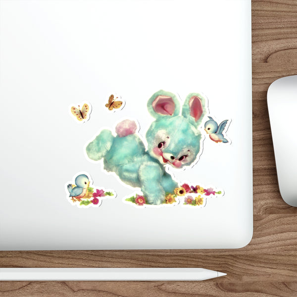 Blue Hoppity Bunny Die-Cut Sticker