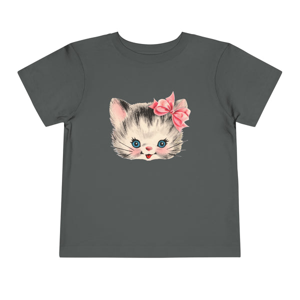 Kitschy Cute Kitty with Bow Toddler Short Sleeve Tee