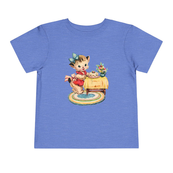 Retro Baking Kitty Cat Toddler Short Sleeve Tee.