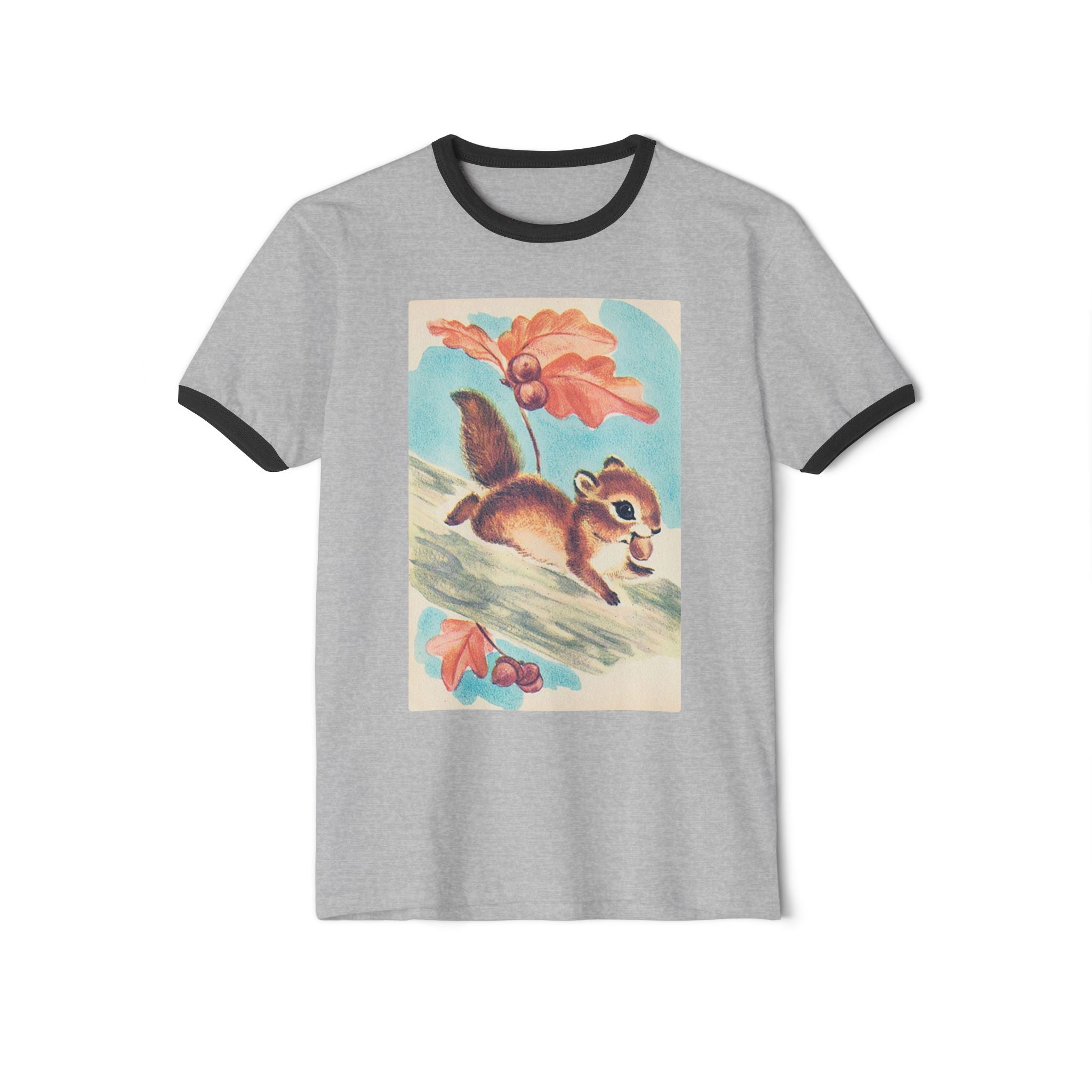 Buddy Squirrel Unisex Cotton Ringer T-Shirt
